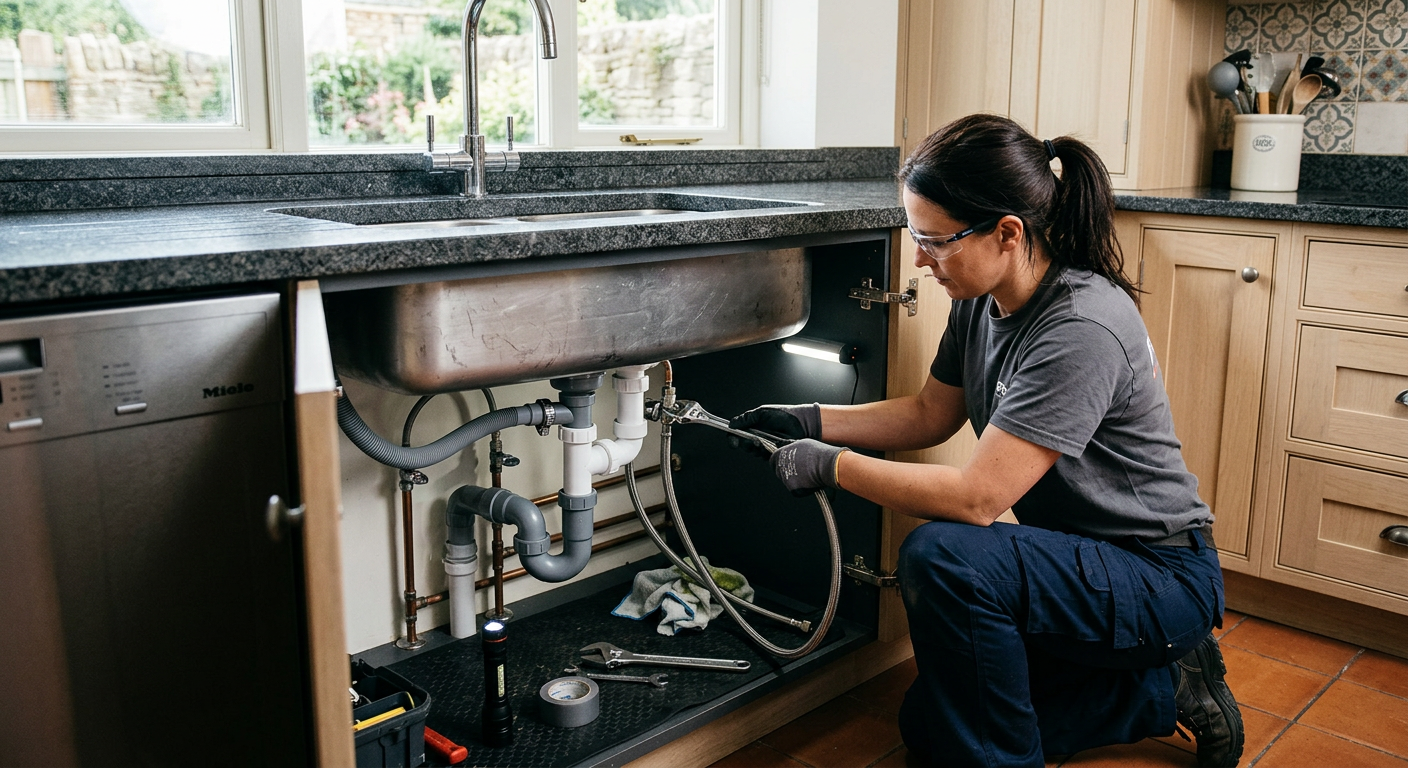 Raccordement plomberie cuisine avec pose d'évier à Massy